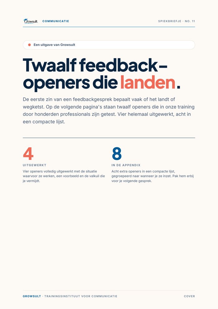 Voorbeeld: Twaalf feedback-openers